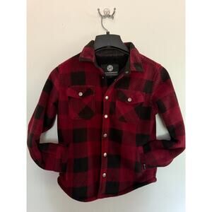 Weatherproof Boys 10/12 Burgundy/Black Flannel Coat Faux Fur Lining warm